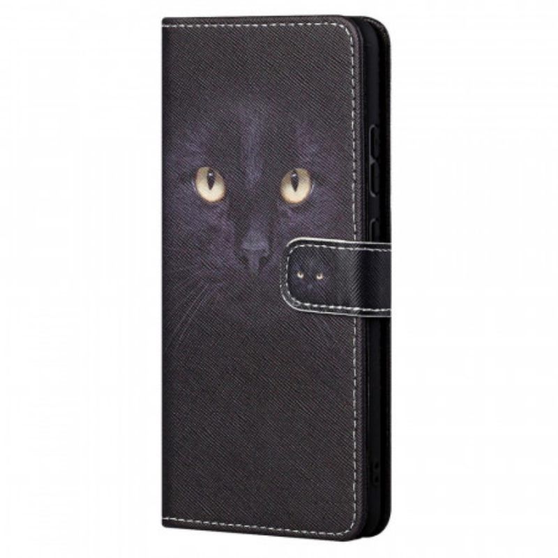 δερματινη θηκη Xiaomi Redmi Note 11 / 11S με κορδονι Strappy Black Cat Eyes